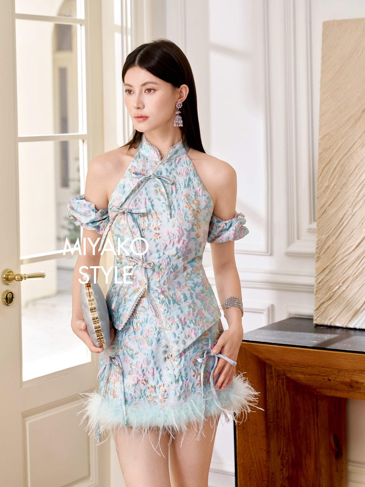 【情有独钟】Love Premium Detachable Fur Mini Skirt in Tiffany Blue 蒂芙尼女装短裙