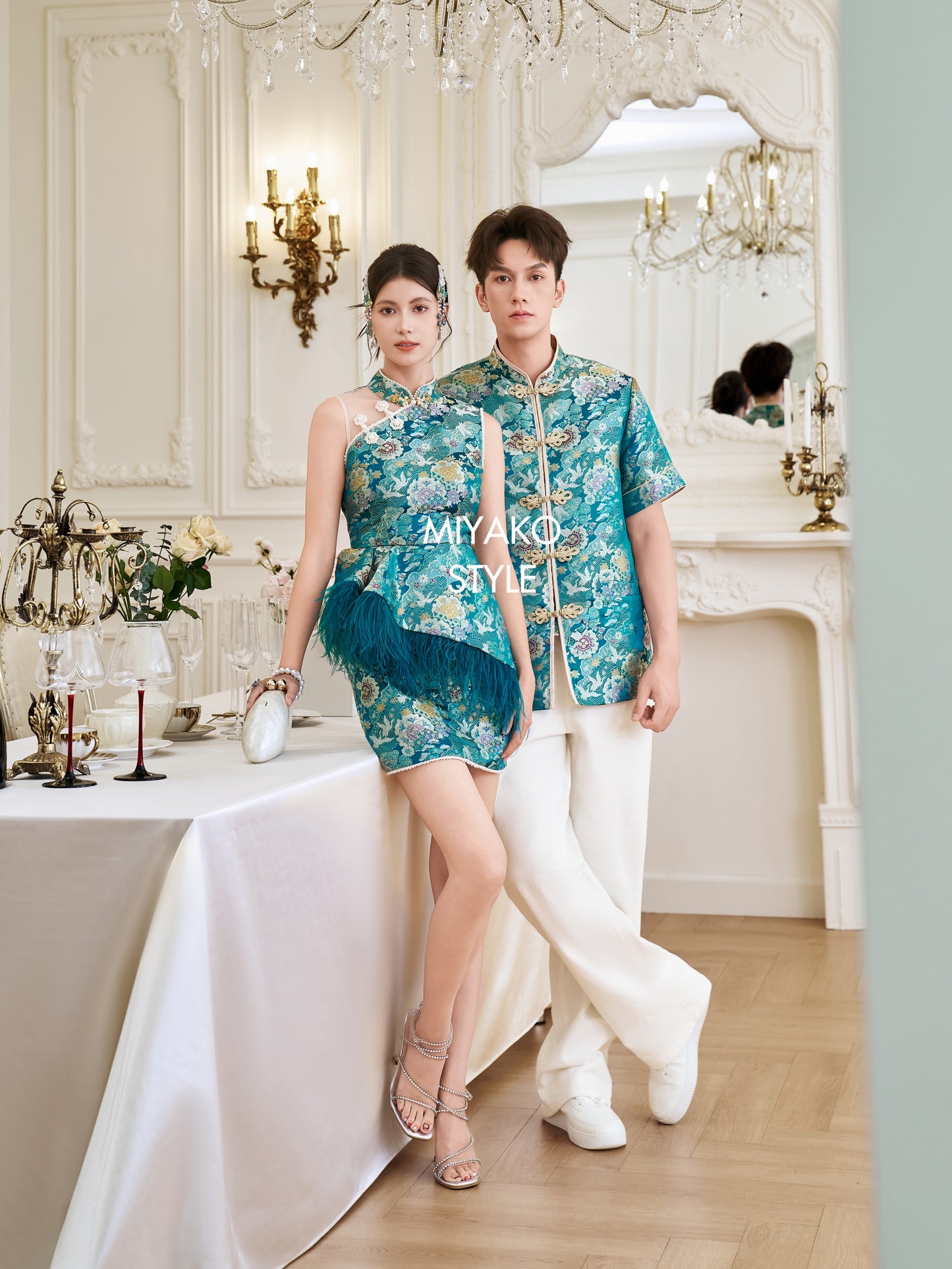 【名门望族】Noble Premium Fur Dress in Peacock Blue 孔雀蓝女装连身裙