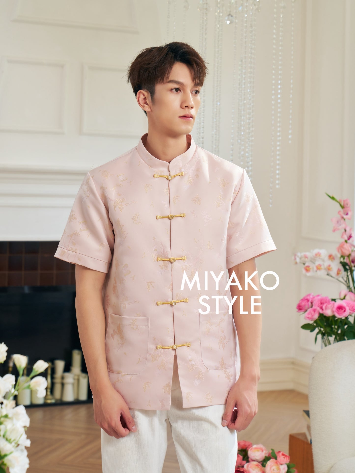 【花花世界】Fabulous Premium Men Suit in Pink 粉色男唐装