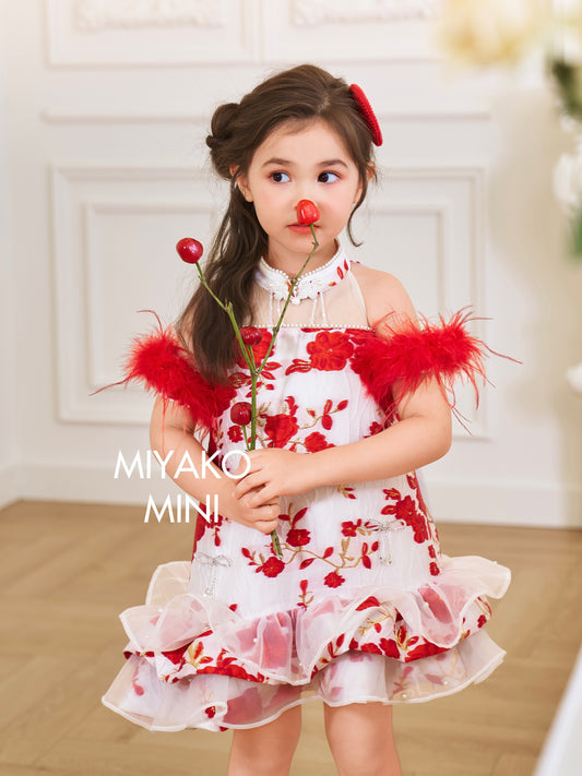 【人间富贵花】Treasure Detachable Fur Sleeve Girl Dress 小女孩连身裙