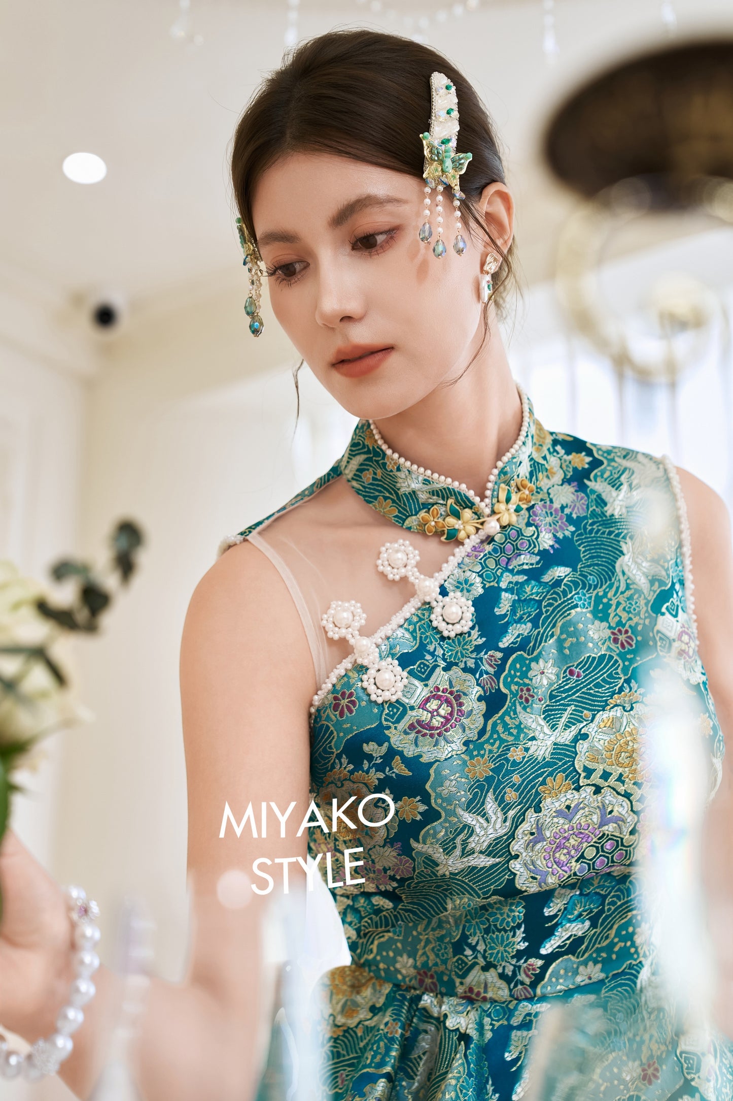 【名门望族】Noble Premium Fur Dress in Peacock Blue 孔雀蓝女装连身裙