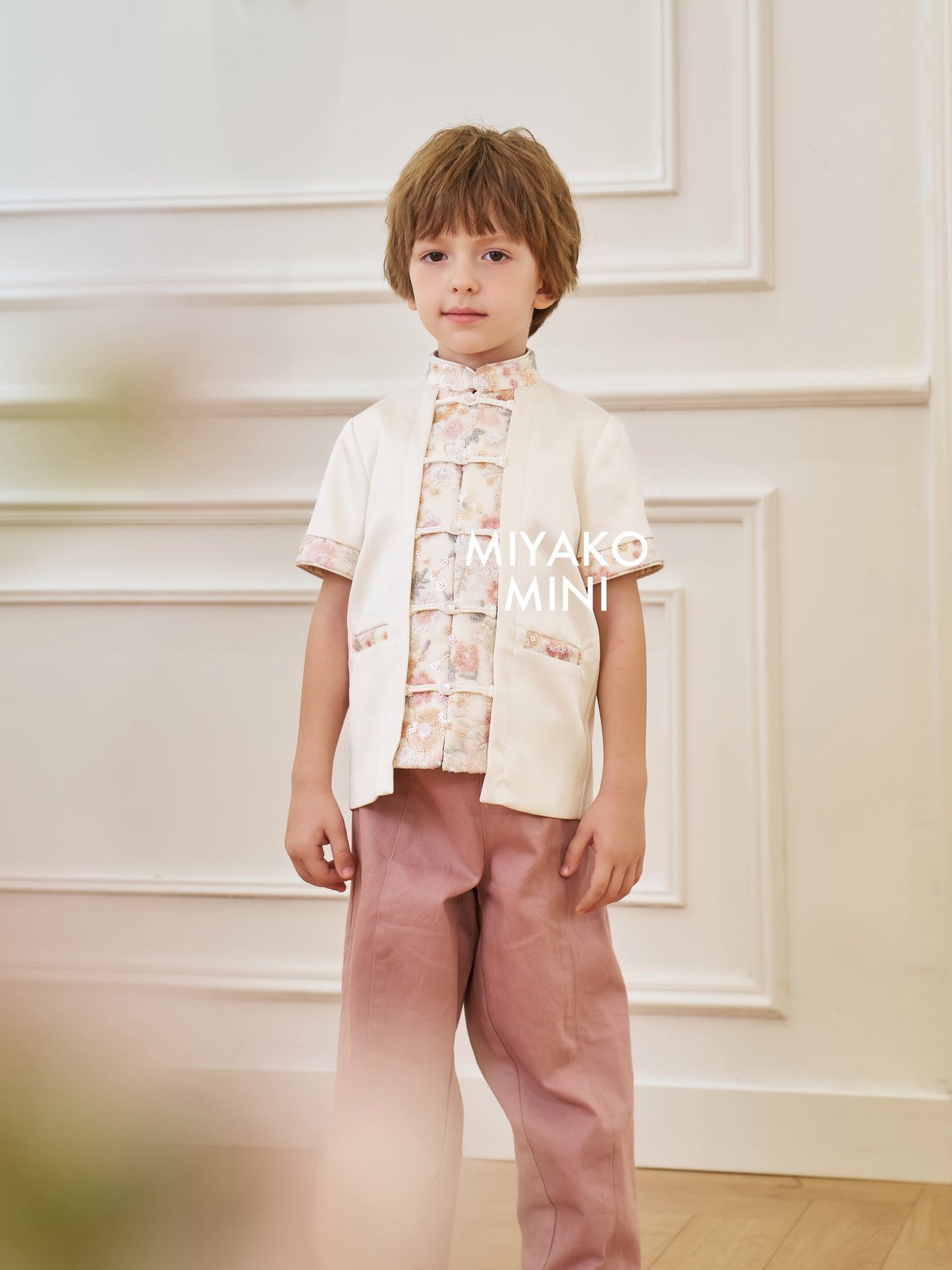 【春暖花开】Aurora Boy Cheongsam Suit in Beige 杏色小男孩唐装