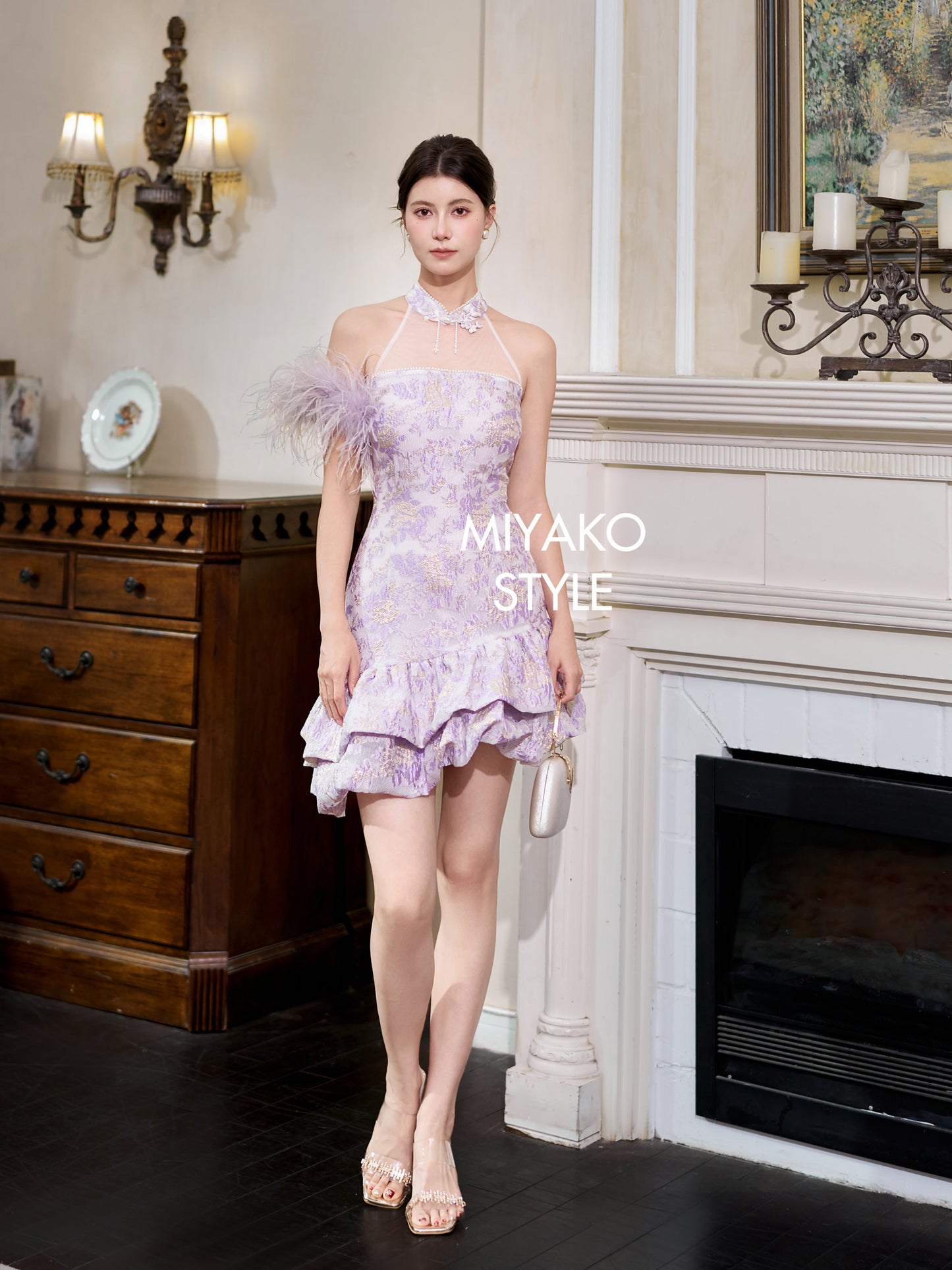 【紫属于你】Only you Padded & Detachable Fur Sleeve Cheongsam Dress 女装连身裙