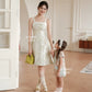 【宫廷】Gong Premium Cheongsam Women Dress in Beige 杏色绿花女连衣裙