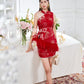 【名门望族】Noble Premium Fur Dress in Red 红色女装连身裙