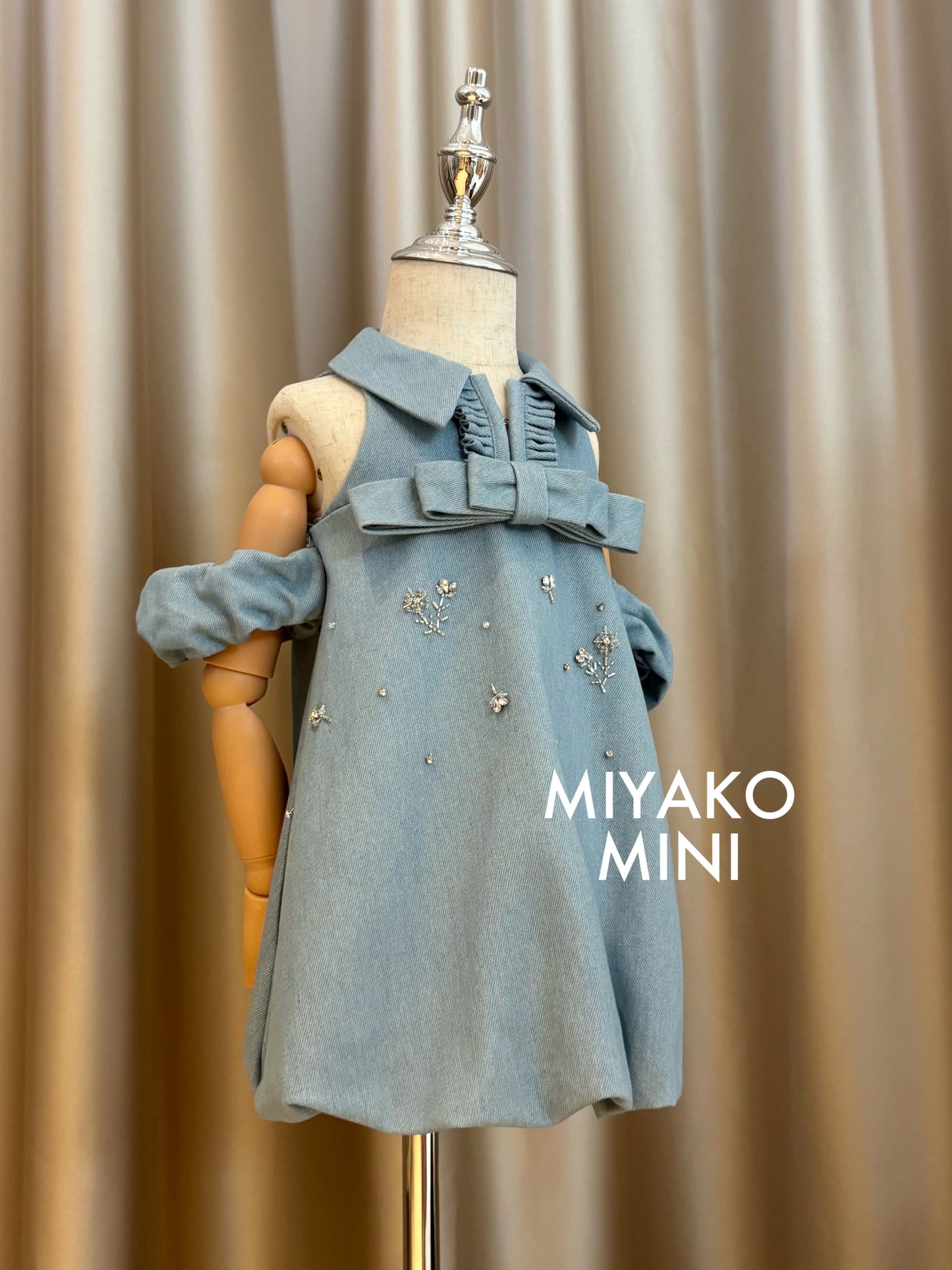 Denim Premium Detachable Sleeve Girl Dress