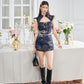 【人气女团】Jenlisa Premium Cheongsam Top in Golden Navy 深蓝色女装上衣