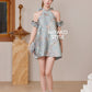 【万事如亿】Billionaire Detachable Sleeve Halter Dress in Sea Blue 绿蓝色女装挂脖连身裙