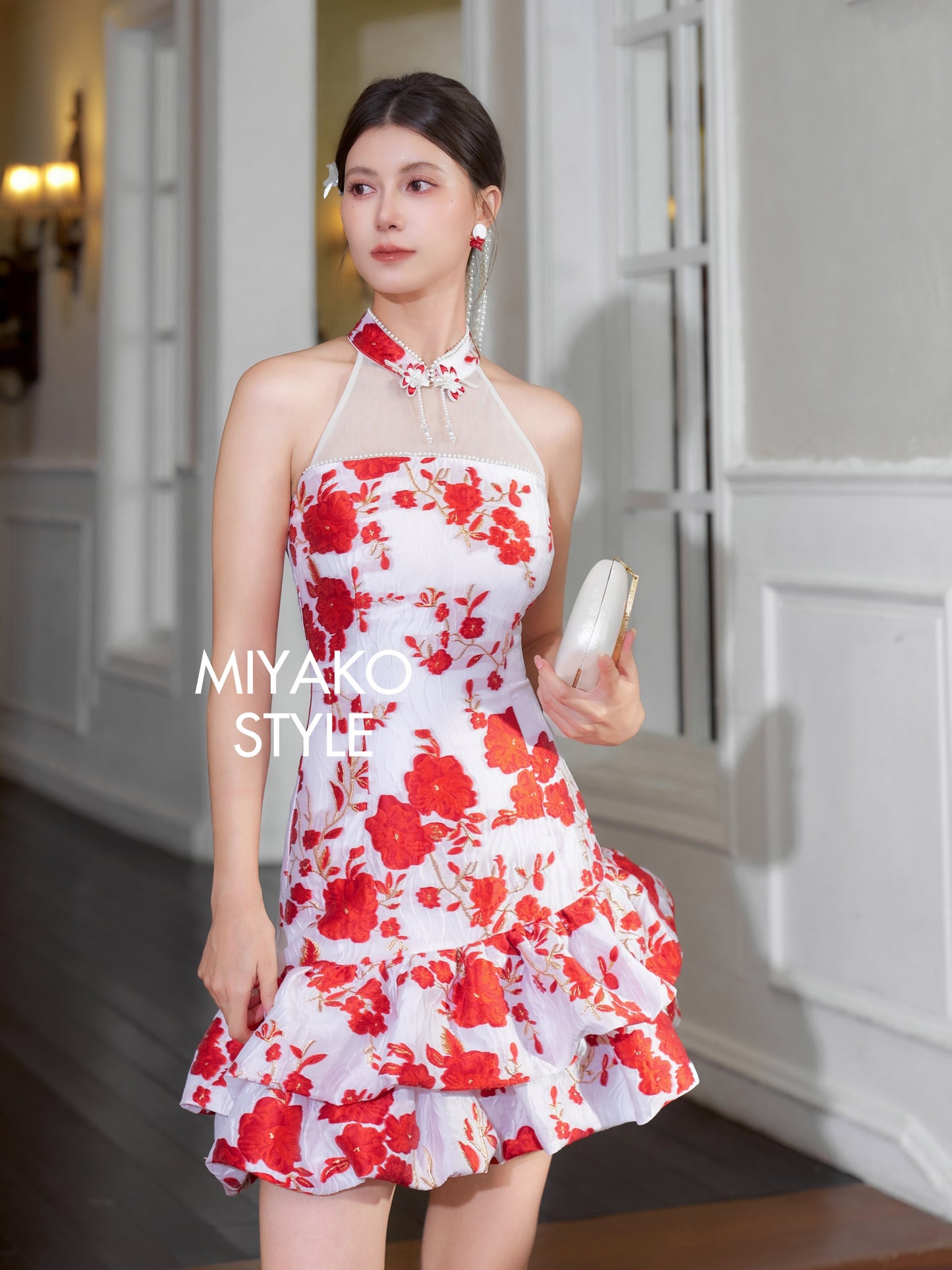 【人间富贵花】Treasure Padded & Detachable Fur Sleeve Cheongsam Dress 女装连身裙