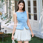 Miu Sleeveless Ribbon Top in Denim