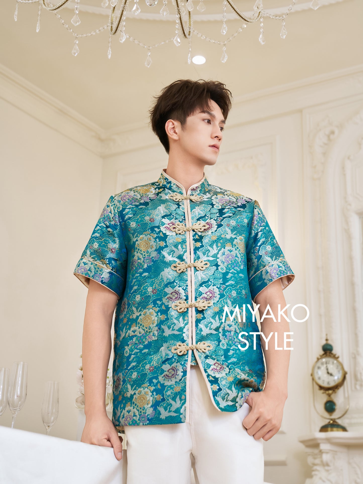 【名门望族】Noble Premium Men Suit Cheongsam in Peacock Blue 孔雀蓝男唐装