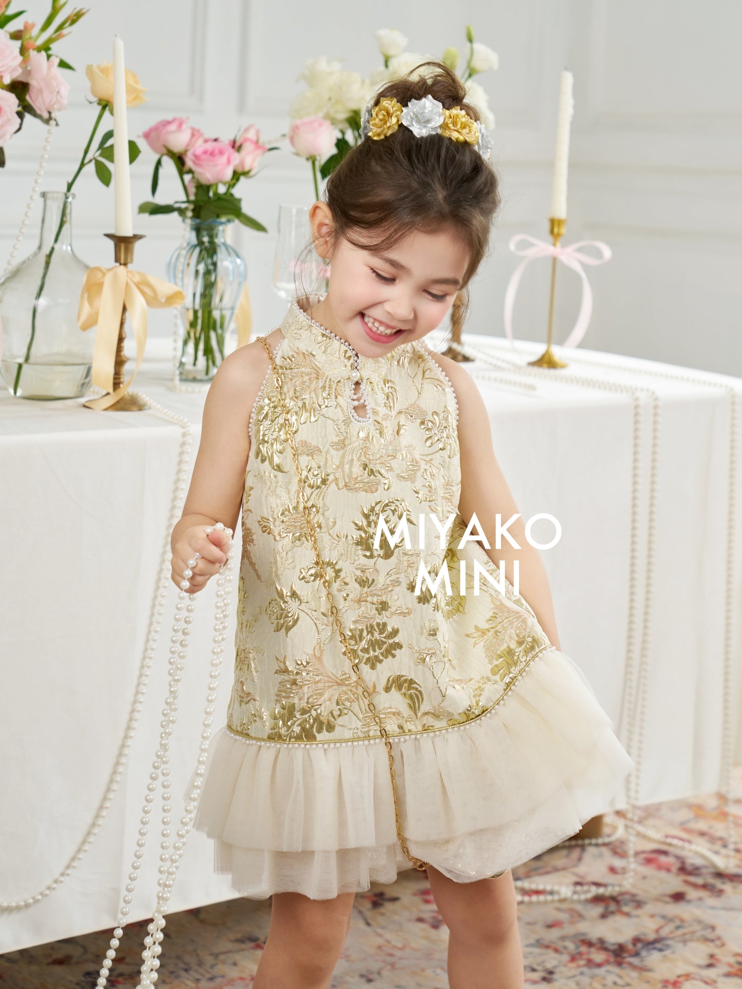 【春风得亿】Millions Premium Girl Dress in Gold 金色小女孩连身裙