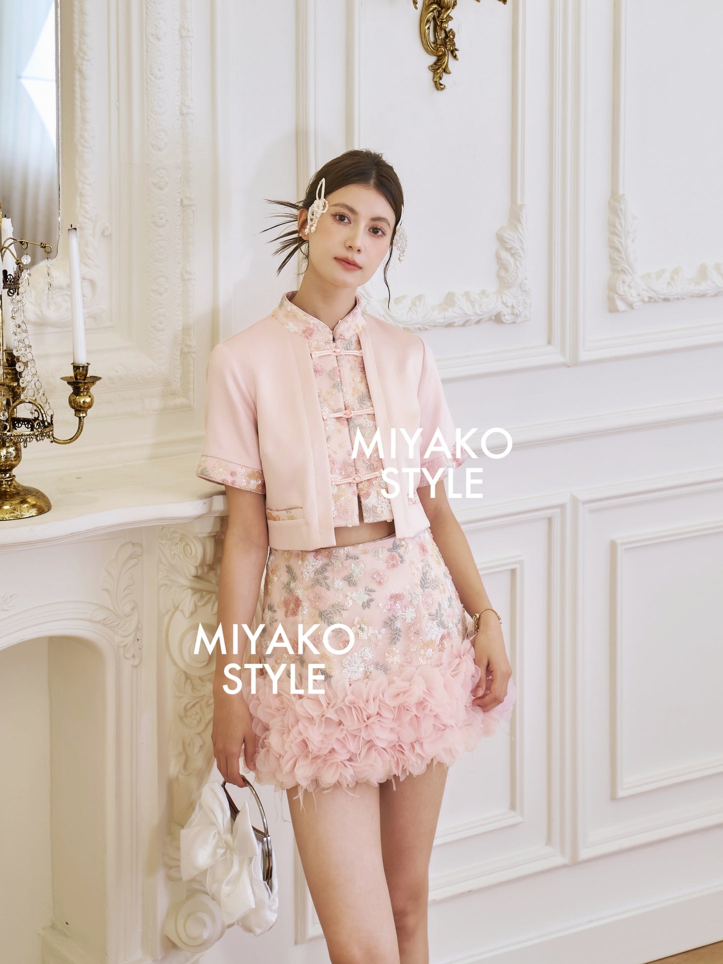 【春暖花开】Aurora Women Short Sleeve Crop Top in Pink 女款短袖粉色上衣