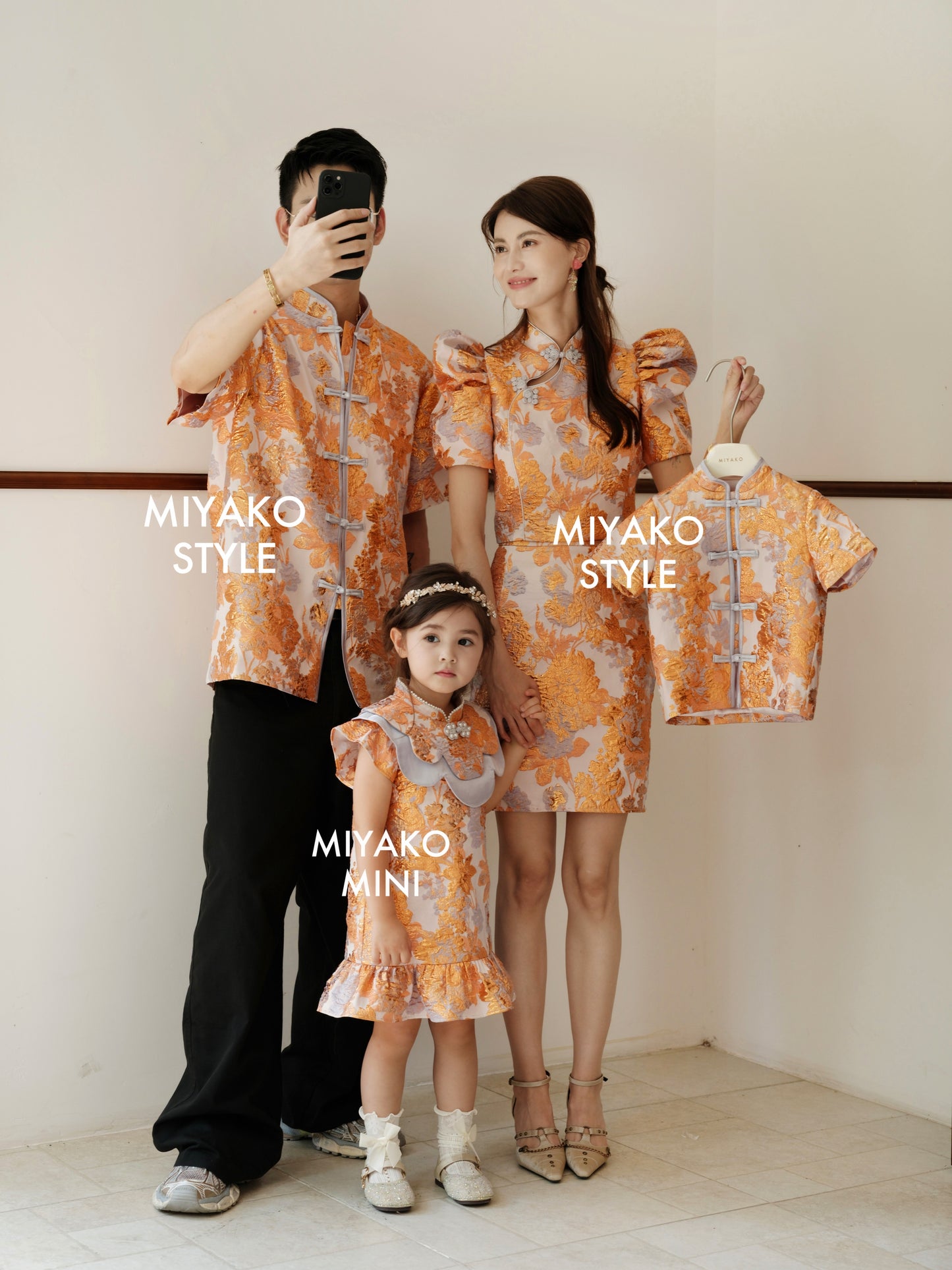 【家族荣耀】Glory Cheongsam Girl Dress in Orange 橘色小女孩连身裙