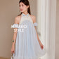 【倾国倾城】Goddess Premium Rhinestone Halter Dress in Blue 蓝色女装挂脖连身裙