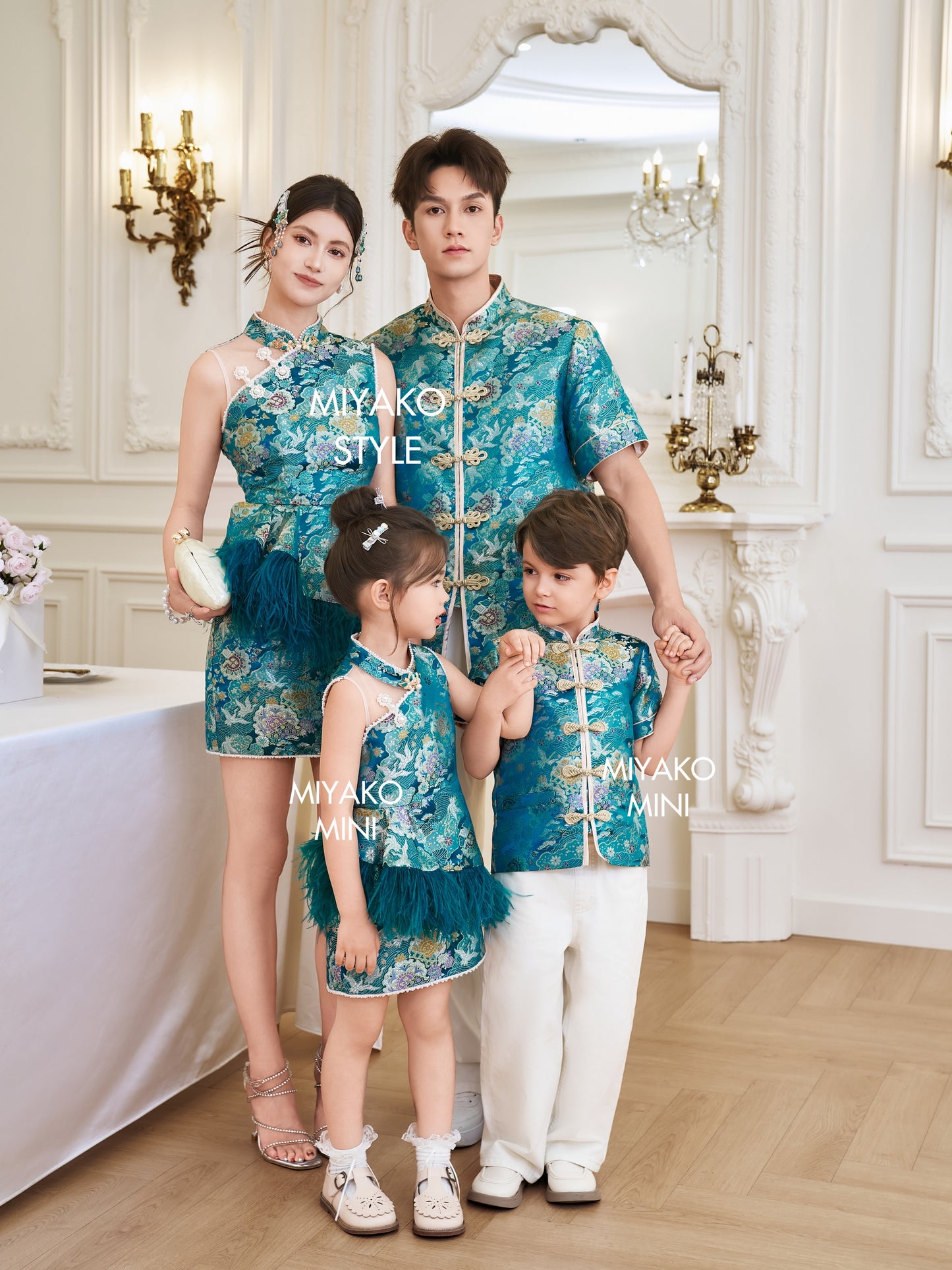 【名门望族】Noble Premium Girl Dress in Peacock Blue 孔雀蓝小女孩连身裙