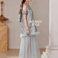 【万事如亿】Billionaire Detachable Sleeve Halter Dress in Sea Blue 绿蓝色女装挂脖连身裙