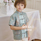 【万事如亿】Billionaire Premium Boy Suit Cheongsam in Sea Blue 绿蓝色小男孩唐装