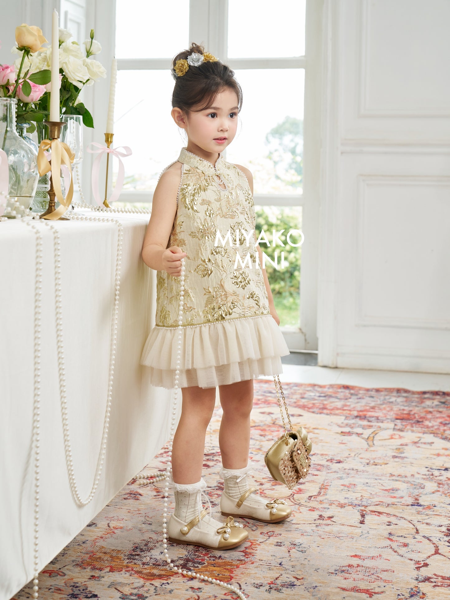 【春风得亿】Millions Premium Girl Dress in Gold 金色小女孩连身裙