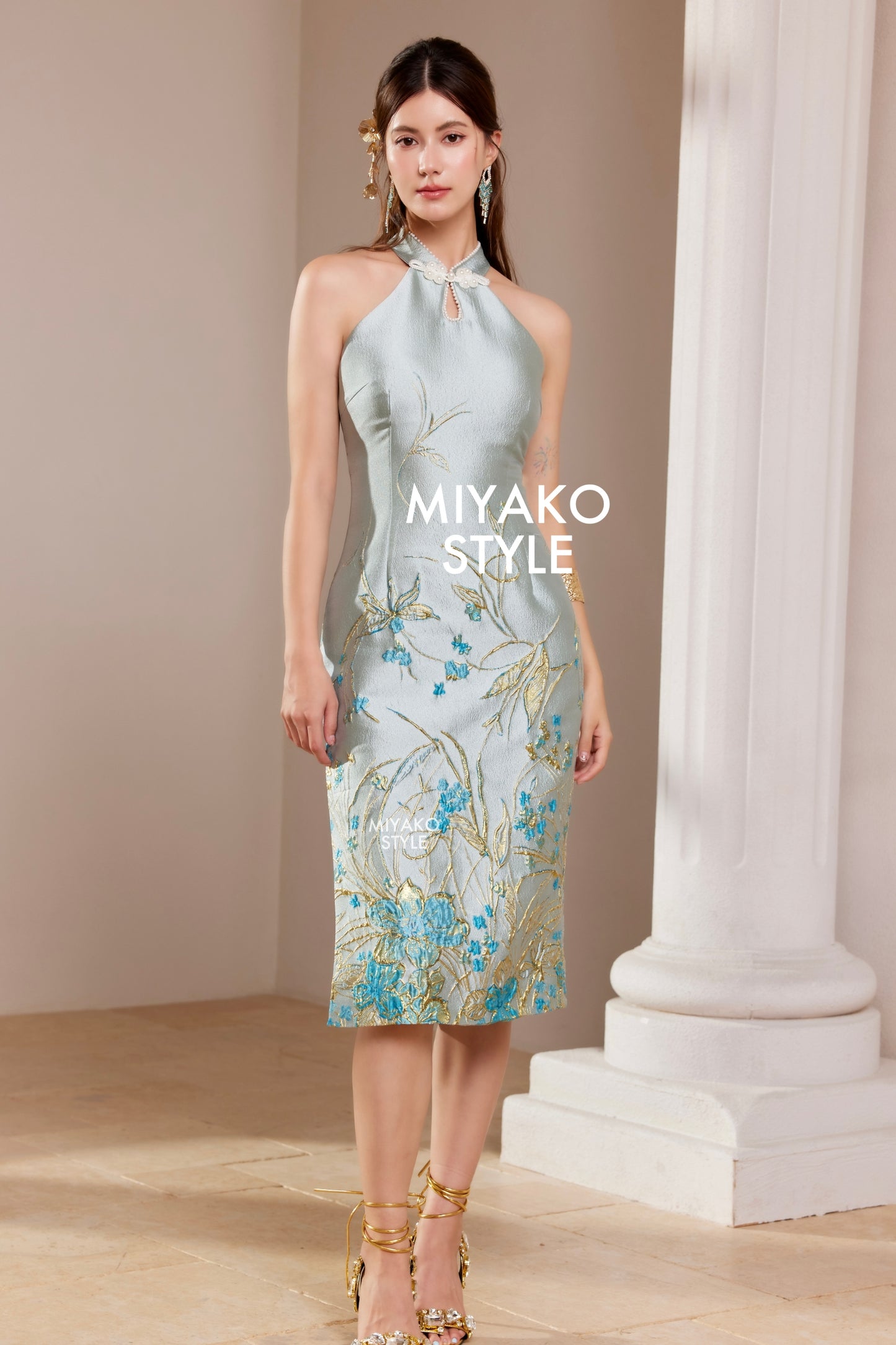 【一枝独秀】Unique Premium Midi Cheongsam Padded & Detachable Dress 女装连身裙