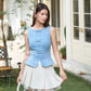 Miu Sleeveless Ribbon Top in Denim