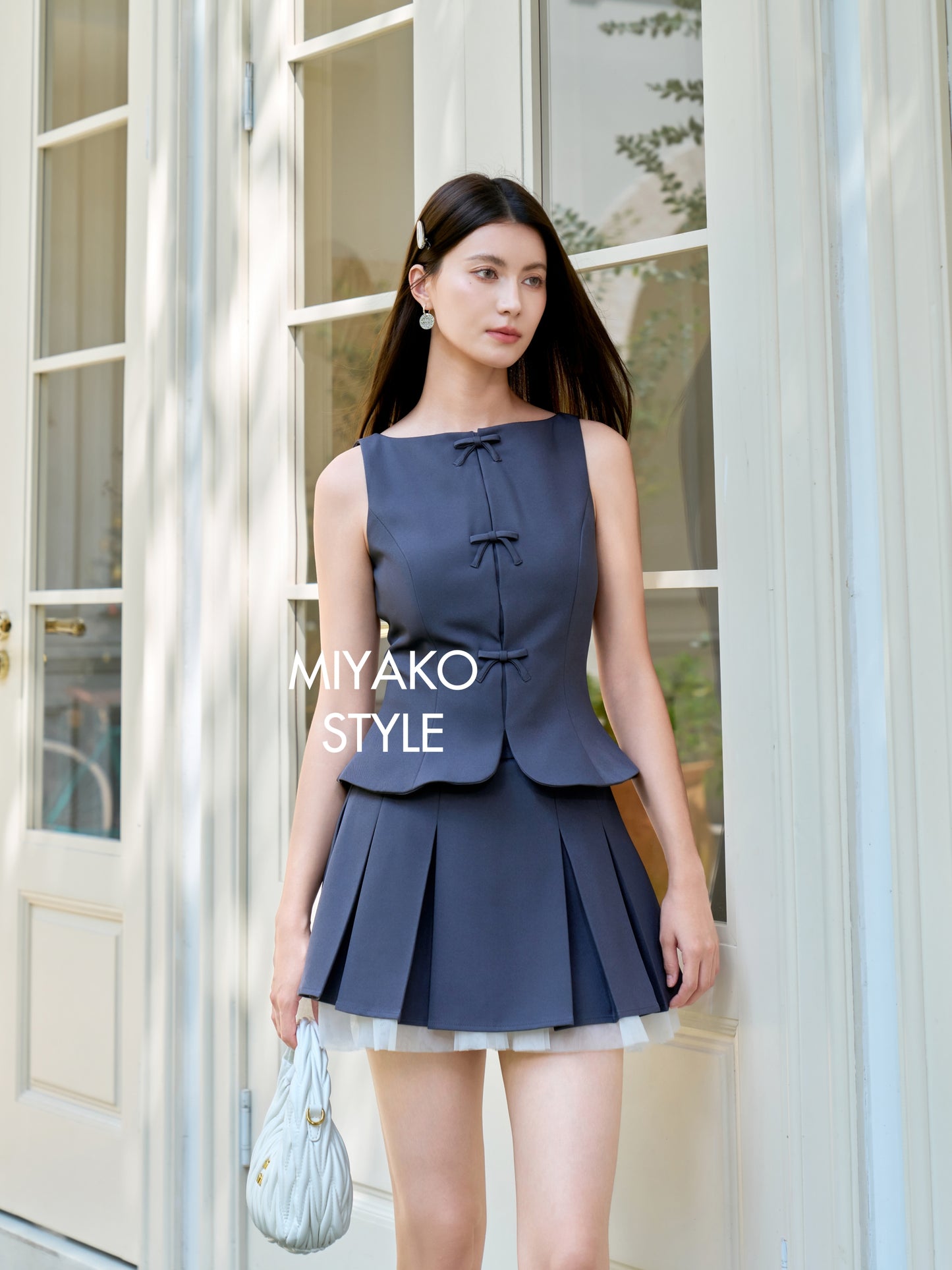 Miu Mini Skirt in Grey