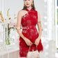 【名门望族】Noble Premium Fur Dress in Red 红色女装连身裙
