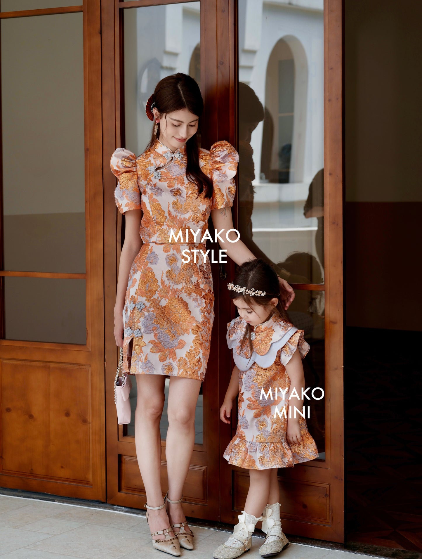 【家族荣耀】Glory Cheongsam Girl Dress in Orange 橘色小女孩连身裙