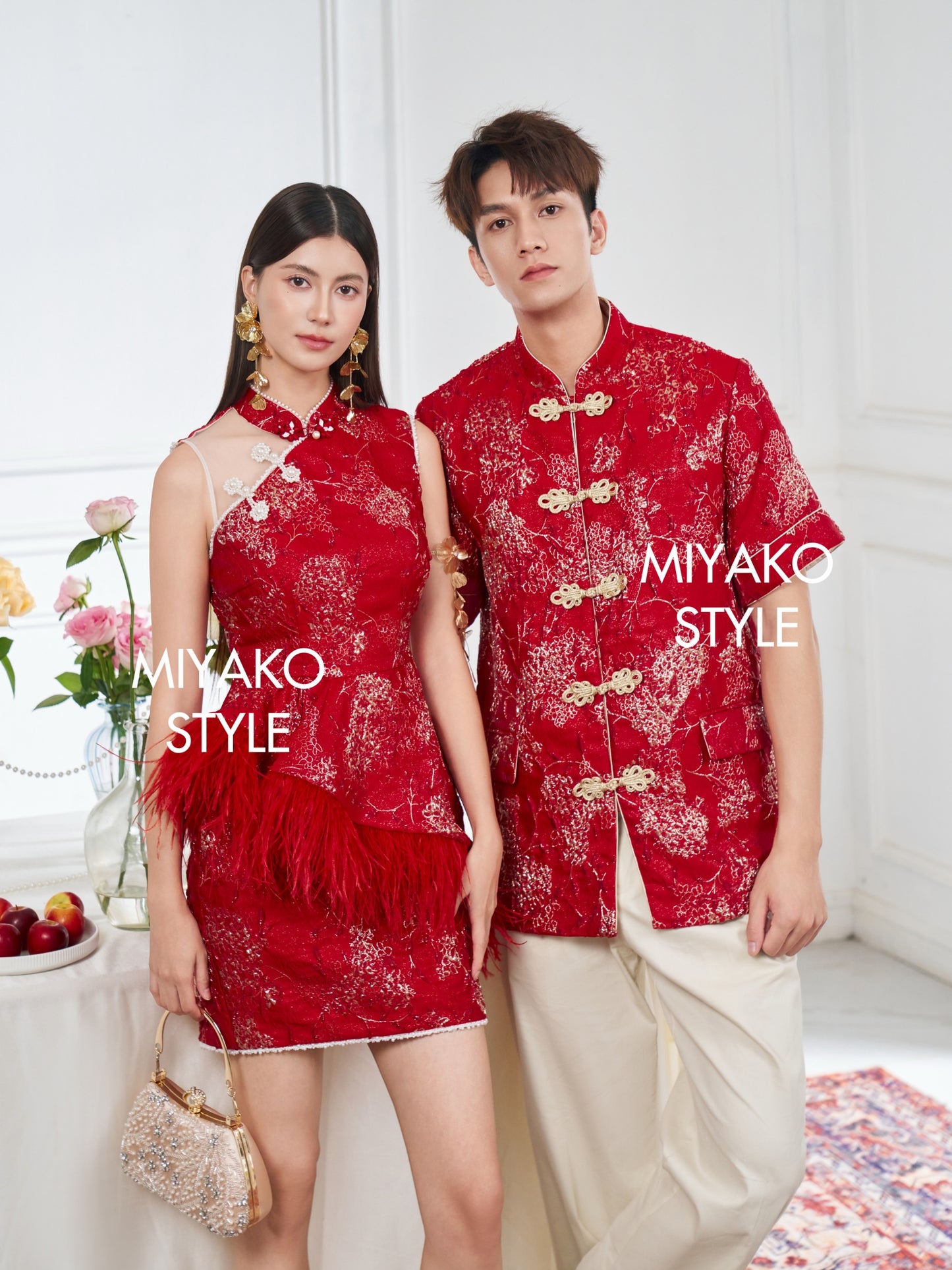 【名门望族】Noble Premium Fur Dress in Red 红色女装连身裙