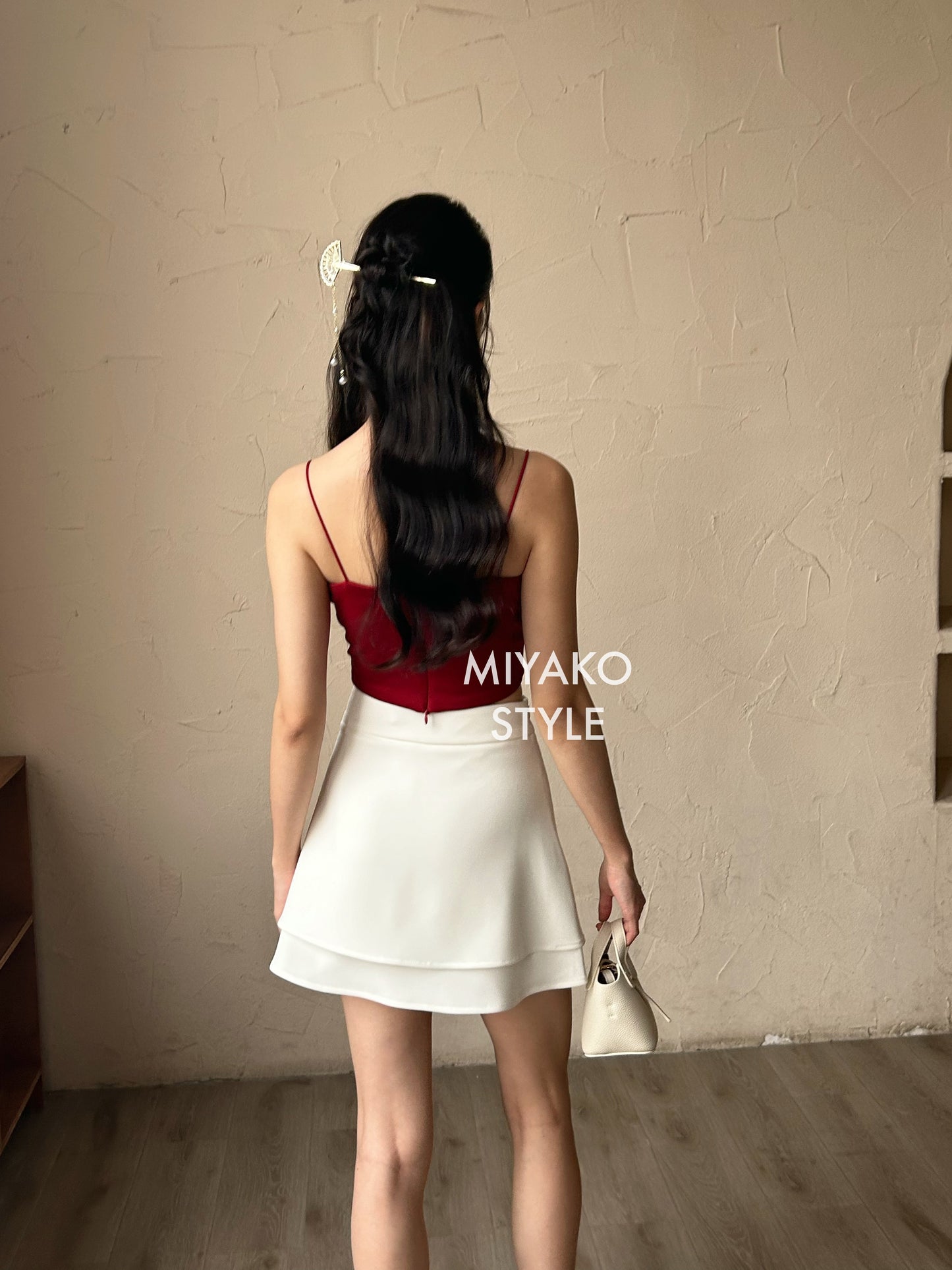 【东方美】Oriental double layer mini skirt in white 白色新中式半身裙
