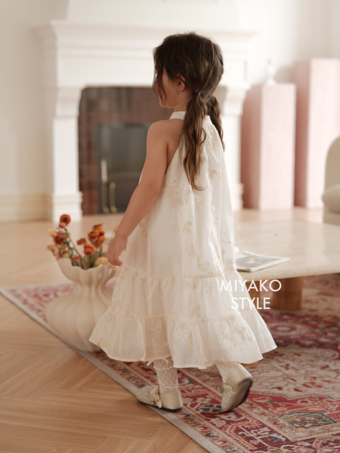 【花晨夕月】Hua Little Girl Halter Dress in Beige 杏色 女儿款