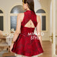 【华灯初上】Red Velvet Sleeveless Mini Dress 女装连身裙