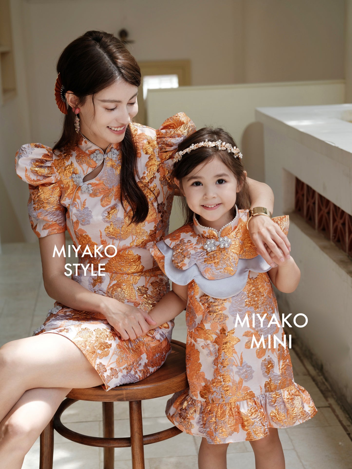 【家族荣耀】Glory Cheongsam Girl Dress in Orange 橘色小女孩连身裙