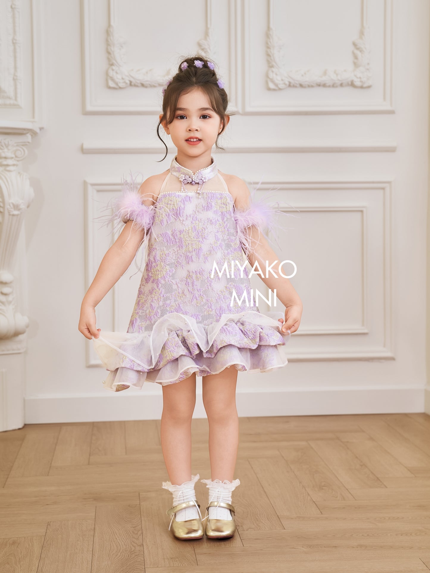 【紫属于你】Only You Detachable Fur Sleeve Girl Dress in Purple 小女孩连身裙