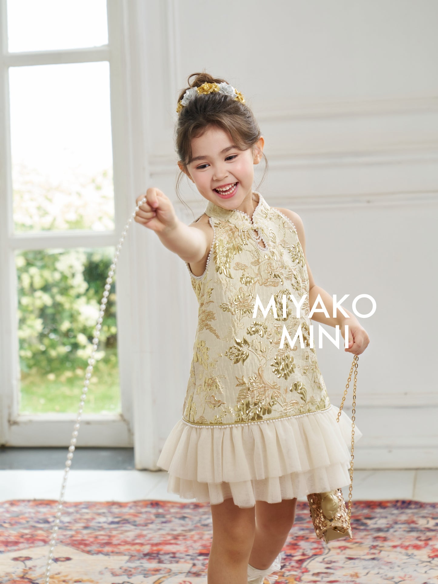 【春风得亿】Millions Premium Girl Dress in Gold 金色小女孩连身裙