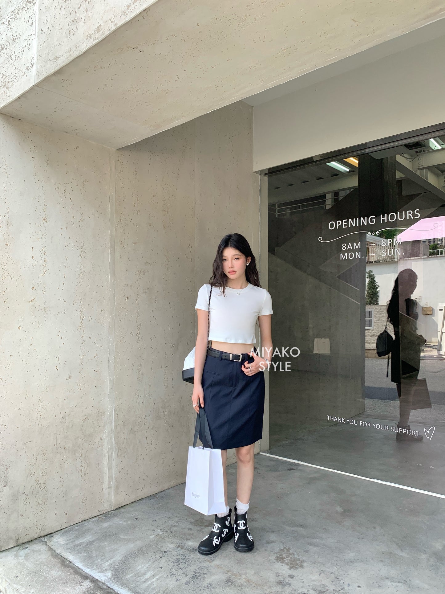 Anna Short Sleeve Crop Top in White