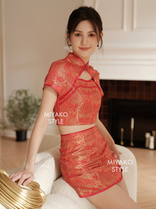 【龍華富貴】 Royal Cheongsam Mini Skirt in Red 红运当头 (裙子ONLY)