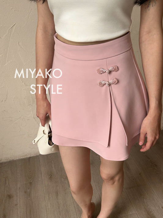 (DEFECT)【东方美】Oriental double layer mini skirt in Pink/White