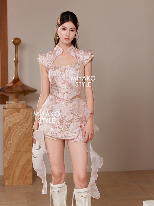 【人气女团】Rosie Premium Cheongsam Top in Pink 粉色女装上衣