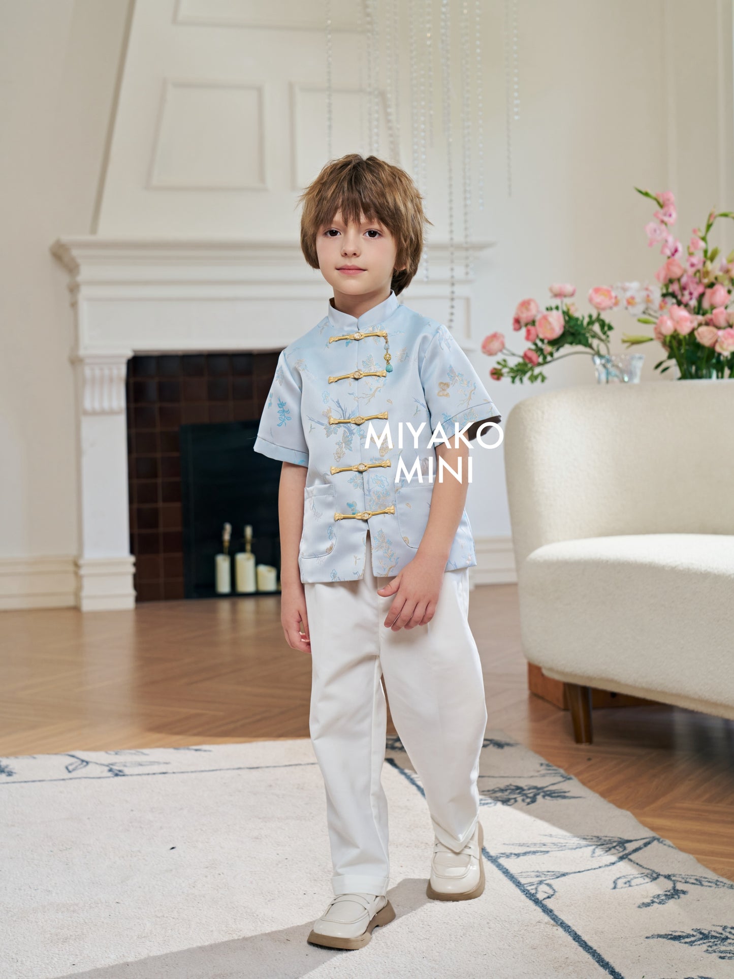 【花花世界】Fabulous Premium Boy Suit in Blue  蓝色小男孩唐装