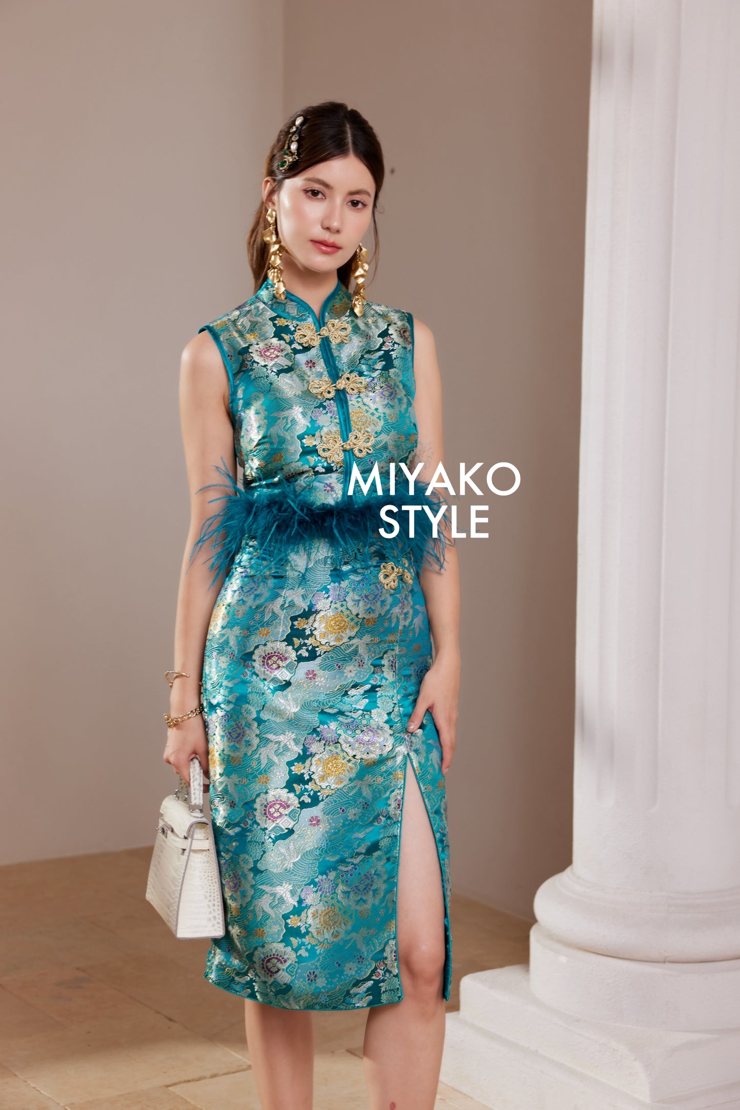 【名门望族】Noble Premium Midi Skirt in Peacock Blue 孔雀蓝女装半身长裙