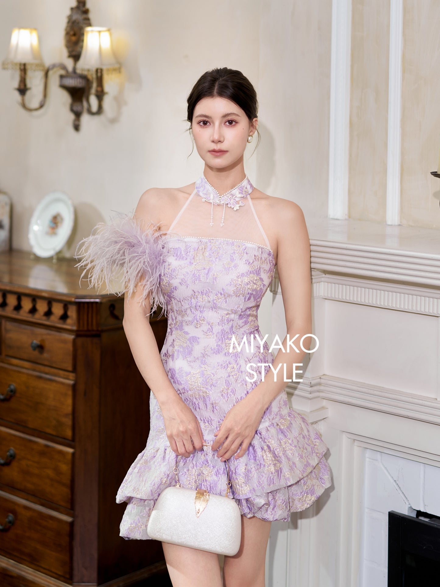 【紫属于你】Only you Padded & Detachable Fur Sleeve Cheongsam Dress 女装连身裙