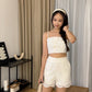 Summer Cotton Eyelet Cami Top in White
