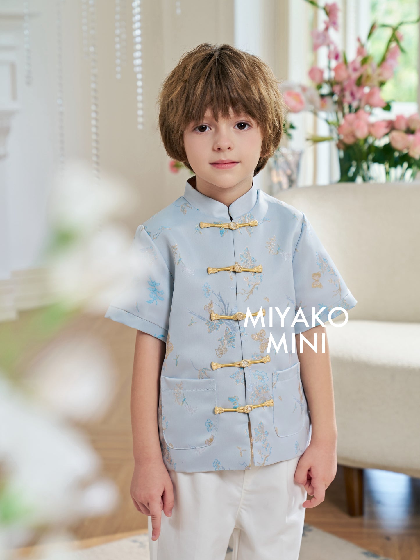 【花花世界】Fabulous Premium Boy Suit in Blue  蓝色小男孩唐装