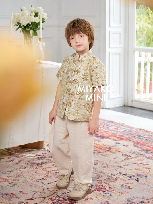 【春风得亿】Millions Premium Boy Suit in Gold 金色小男孩唐装