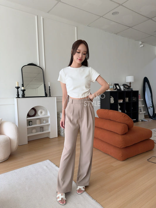 (DEFECT) Renee Short Sleeve Crop Top in White
