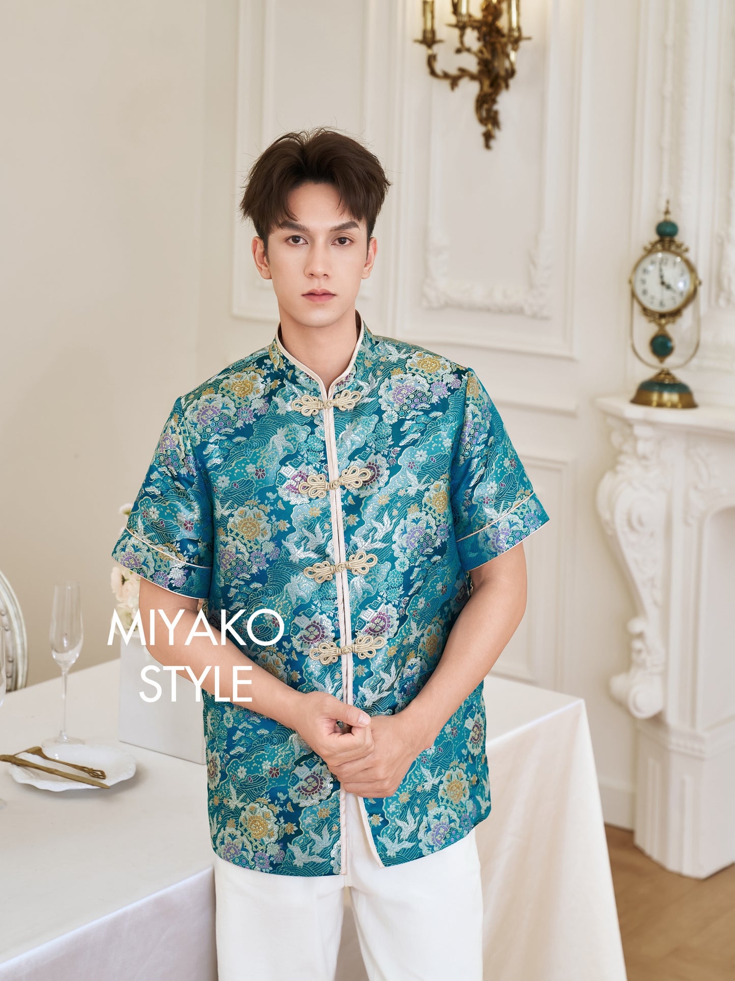 【名门望族】Noble Premium Men Suit Cheongsam in Peacock Blue 孔雀蓝男唐装