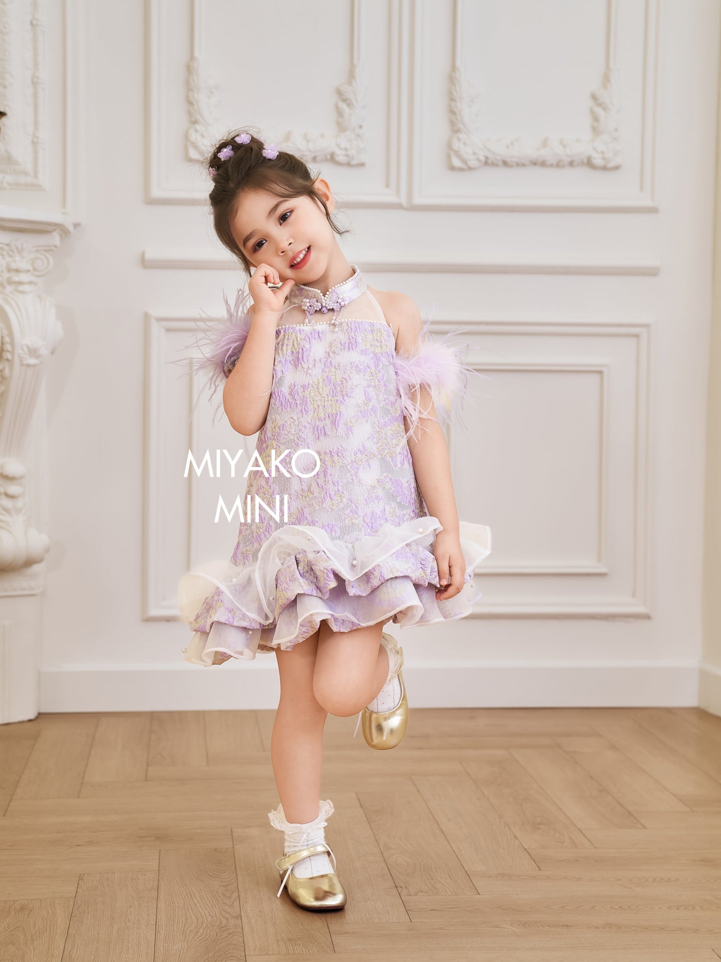 【紫属于你】Only You Detachable Fur Sleeve Girl Dress in Purple 小女孩连身裙