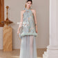 【万事如亿】Billionaire Detachable Sleeve Halter Dress in Sea Blue 绿蓝色女装挂脖连身裙
