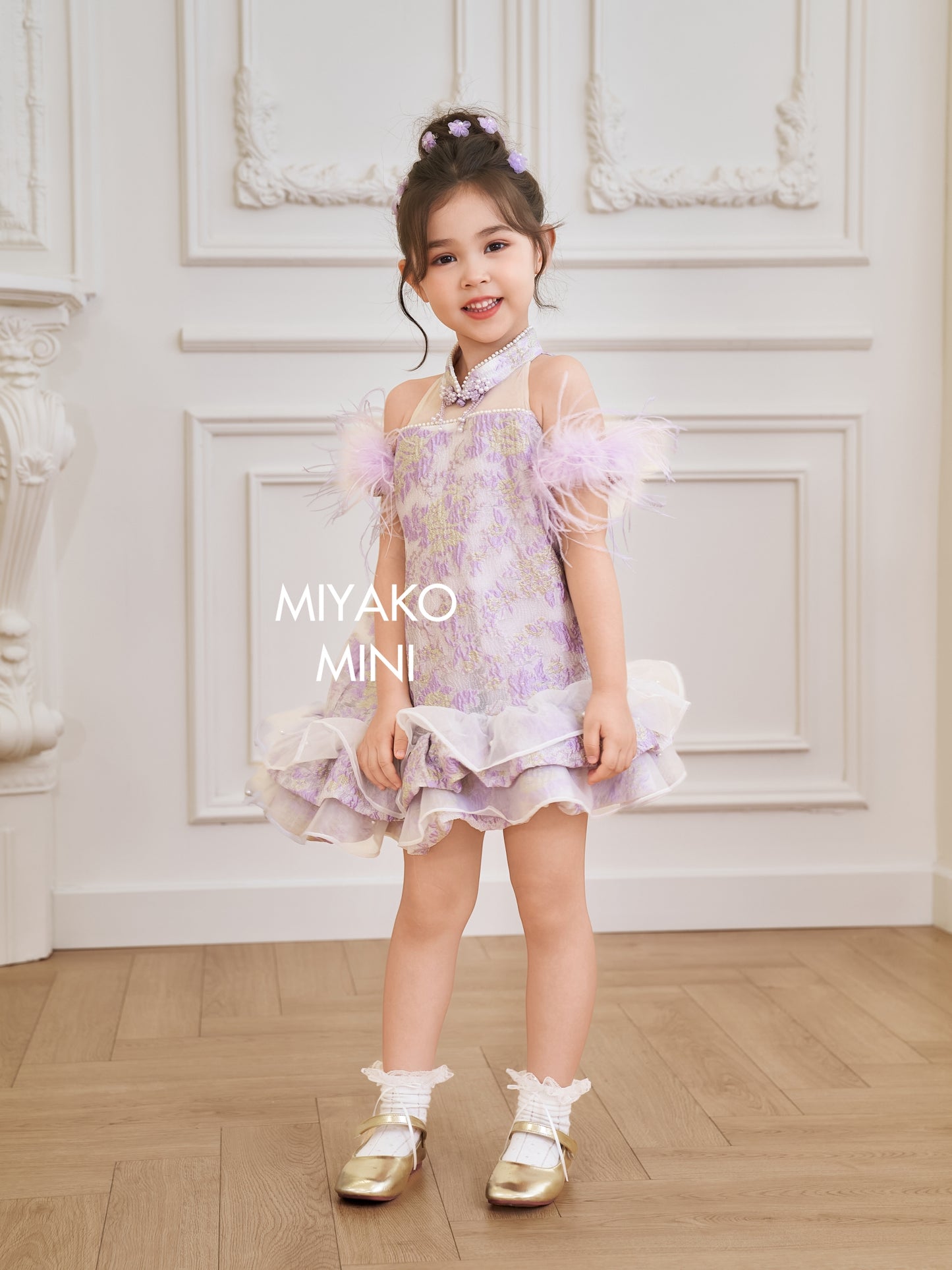 【紫属于你】Only You Detachable Fur Sleeve Girl Dress in Purple 小女孩连身裙